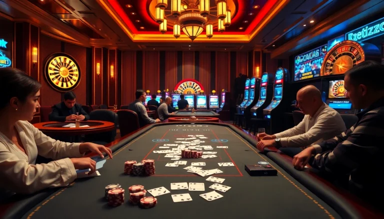 Betting excitement at https://bong99.pro/ with lively players at casino tables and vivid game action.