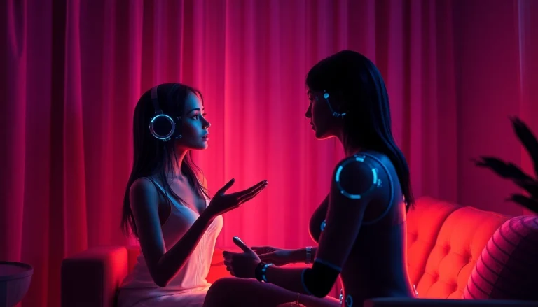 Engaging AI sexchat scene with a lifelike character in a cozy virtual setting.