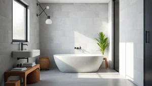 Carrelage de salle de bain élégant présentant des éléments de design modernes et une ambiance apaisante.