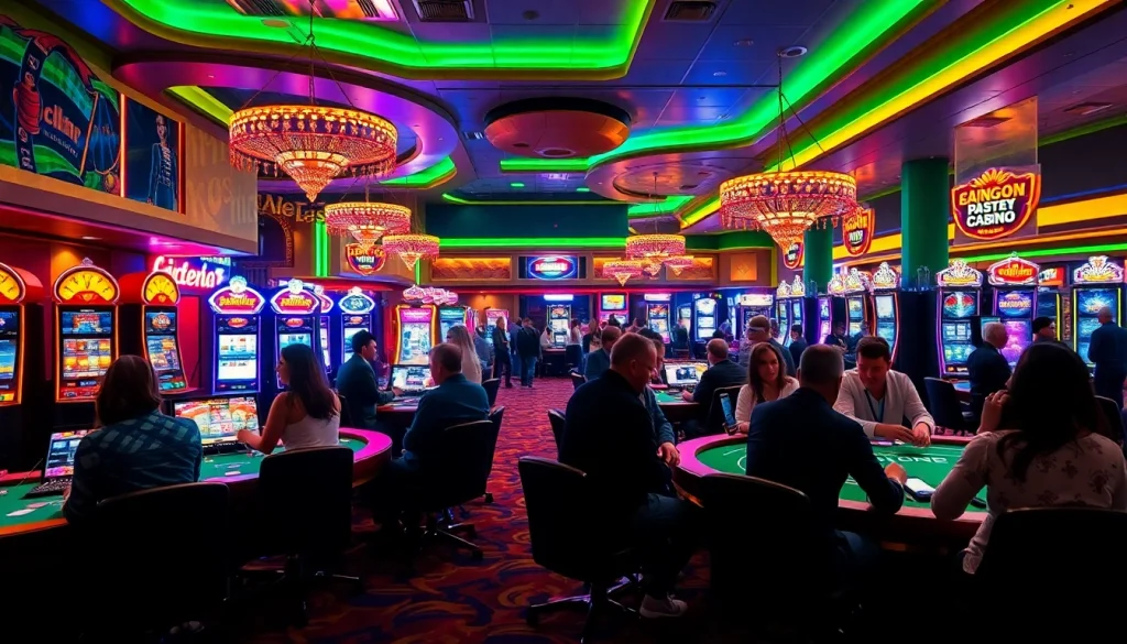 Découvrez l'expérience de jeu dynamique du casino en ligne Bitcoin avec des tables de jeu colorées.