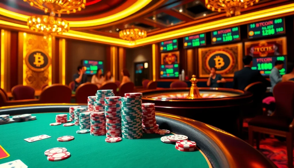 Experience the thrill of the best crypto casino with high-stakes poker and vibrant gaming ambiance.